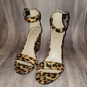 Women's Suede Slingback  High Heels, 3" Block Heel Leopard